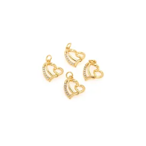 Set van vier 18K vergulde hartvormige hangers met zirkonia voor DIY-sieraden maken