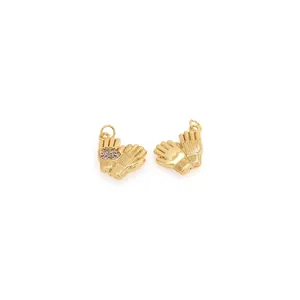 18K gold plated glove pendants with sparkling cubic zirconia and realistic knit texture