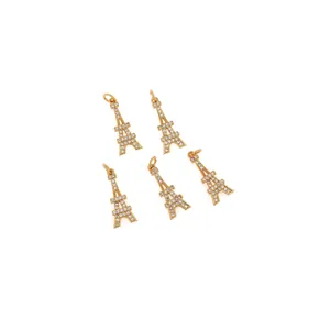 Set van 5 18K vergulde Eiffeltoren hangers met zirkonia voor DIY sieraden maken