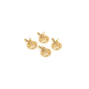 Lot de pendentifs plateau de vélo plaqués or 18K avec zircons pour bijoux DIY