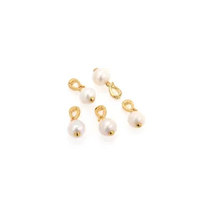 Lot de cinq fermoirs mousquetons en forme de C plaqués or 18K avec perles pour bijoux DIY