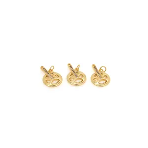 Lot de trois pendentifs manivelle vélo dorés 18K avec zircons pour bijoux DIY