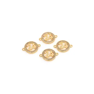 Set van vier 18K vergulde bedeltjes met nummer 24 en zirkonia voor DIY-sieraden