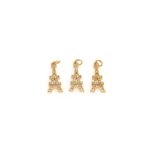 Prachtige 18K vergulde Eiffeltoren hangers met fonkelende zirconen voor DIY sieraden