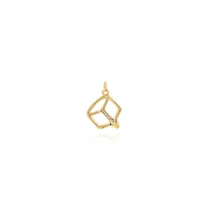 Pendentif Carré Géométrique en Cuivre Plaqué Or 18K avec Zircone Accessoire Bijoux DIY Forme Pédale de Vélo pour Collier Bracelet