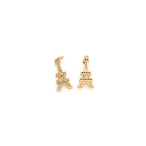Eiffeltoren hangers in 18K goudvergulding met zirkonia voor het maken van DIY-sieraden
