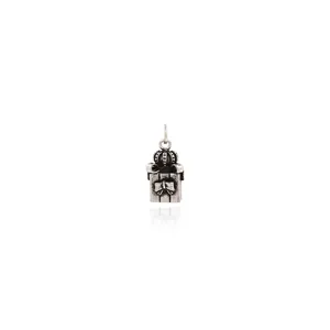 18K gold plated bowknot gift box pendant with zircon inlay and crown detail