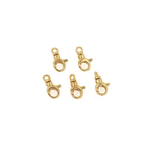 Lot de 5 fermoirs mousquetons en plaqué or 18K avec zircon pour création de bijoux