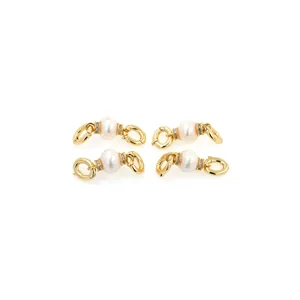 Connecteurs plaqués or 18K avec perles et zircons pour la création de bijoux DIY