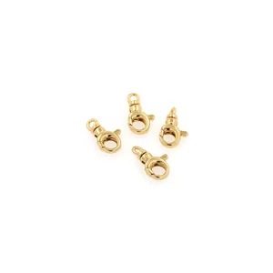 Lot de 4 fermoirs homard en plaqué or 18K avec zircon pour création de bijoux DIY