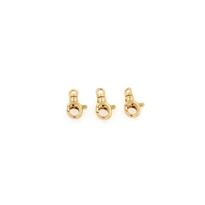 Trois fermoirs mousquetons en argent S925 plaqué or 18K pour création de bijoux