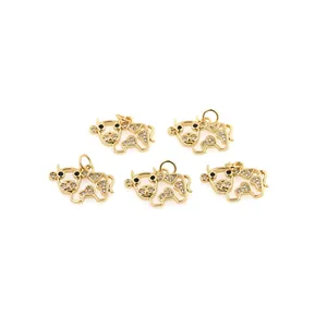 Set van 5 vergulde koe-hangers met zirkonia voor het maken van DIY kettingen en sieraden