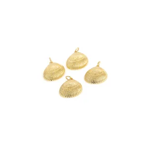 Pendentifs coquillage luxe dorés à l'or 18 carats avec zircons pour bijoux DIY chic