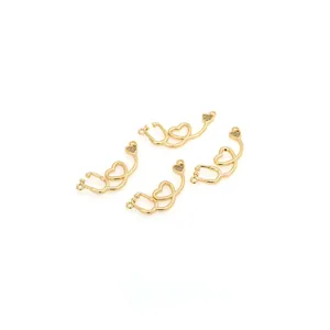 Lot de 4 pendentifs stéthoscope en cœur plaqués or 18 carats avec oxydes de zirconium