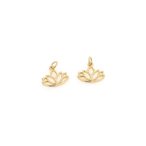 Pendentifs fleur de lotus plaqués or 18K avec design ajouré géométrique pour bijoux DIY