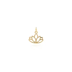 Pendentif Lotus en Cuivre Plaqué Or 18K Zircone Minimaliste Creux Géométrique Fleur Pendentif Seul Sans Chaîne DIY Accessoires Bijoux Femme