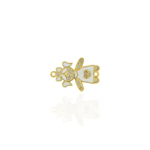 Koper Zirconia Meisje Connector Charm Voor DIY Sieraden Maken Armband Ketting Emaille Hart Meisje Hanger Goud Zilver Verguld Accessoire