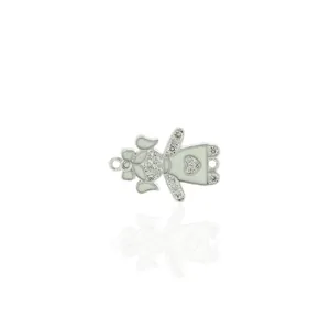 Zilveren meisjes hanger met wit emaille en zirkonia voor DIY sieraden maken projecten