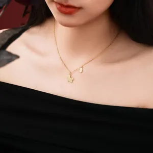 Collier en argent S925 doré avec pendentif créature mythique et plaque de paix