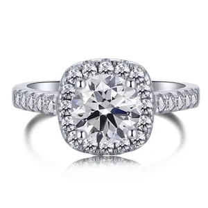 Lussuoso Anello in Argento Sterling S925 per Donna Brillante Halo Zirconia Pavé Strass Anello da Dito Elegante Gioielli per Matrimonio Banchetto Regalo