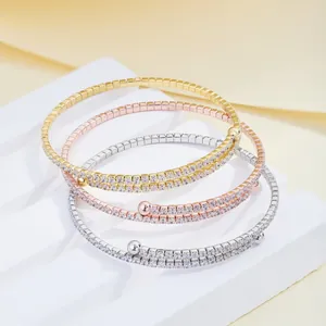Set aus vier S925 Sterlingsilber Wickelarmbändern mit funkelndem Zirkonia Besatz