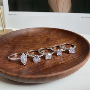 Detail showing S925 sterling silver hallmark on rings with various diamond cuts