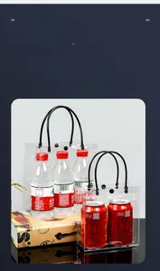 Detailed view of clear PVC gift bags with reinforced handles and snap button closure