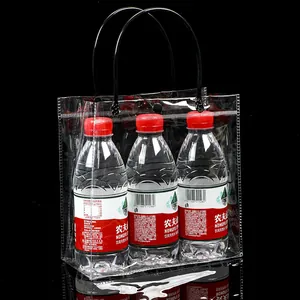 Transparent PVC gift bag with black handles showing load capacity and large space