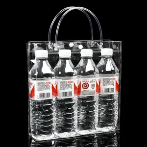 Transparent PVC gift bag with handles and snap closure for wedding party favors