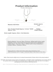 Detailed specs of S925 silver double layer necklace with oval pendant dimensions