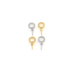 Detail of 18K gold and silver plated O-ring connectors and pearl pendant clasps for DIY jewelry