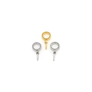 Detailed close-up of 18K gold and silver plated O-ring pearl bail connectors for jewelry