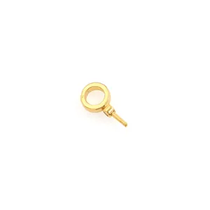 Detail macro view of 18K gold plated pearl pendant bail connector for DIY jewelry making