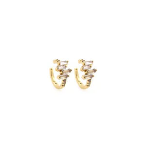 18K Vergoldet Kupfer Zirkonia Ohrmanschette Ohrringe Exquisit Geometrisch Pave Strass Nicht Piercing Knorpel Ohrringe Minimalistisch Leicht Luxus Schmuck Für Damen