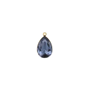 18K gold-plated copper pear-cut teardrop pendant with blue zircon for DIY jewelry