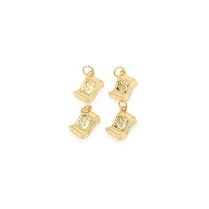 18K gold plated money bill pendants with zircon inlays and dollar sign for DIY jewelry