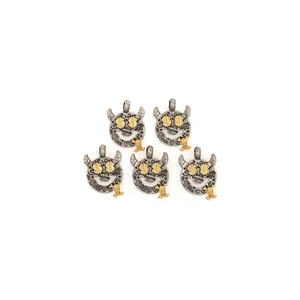 5pcs 18K gold plated demon face pendants with dollar sign eyes and skull charm
