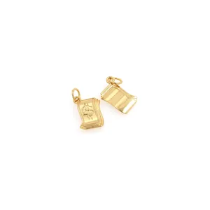 18K gold plated money pendant with dollar sign engraving and stacked bill texture