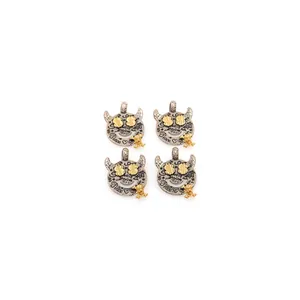 18K gold-plated retro little devil charms with zircon and dollar sign eye details