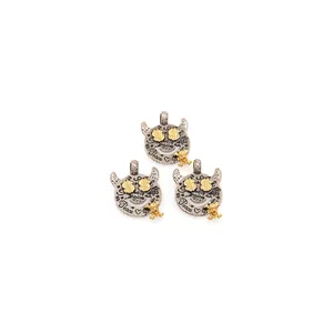 Grapevine style 18K gold plated demon face pendants with graffiti engravings and dollar eyes