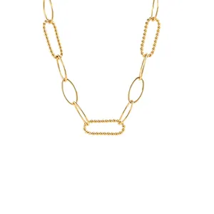 18K Gold Plated Copper Unfinished Minimalist Link Chain For DIY Jewelry Necklace Making Accessories Geometric Twisted Rope Textured Jewelry Chain