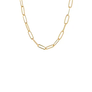 18K Gold Plated Copper Paperclip Chain DIY Jewelry Making Minimalist Oval Link Textured Chain Necklace Findings Components