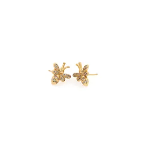 Orecchini a Bottone Ape in Rame Placcato Oro Con Zirconia Bianchi Brillanti Eleganti Gioielli Animali Insetto per Donna Banchetto Quotidiano