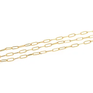 18K gold plated minimalist chain with alternating smooth and spiral oval links for DIY jewelry