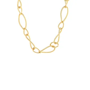 18K Gold Plated Copper Unfinished Oval Link Chain With Twisted Rope Texture DIY Jewelry Making Necklace Components