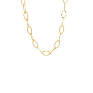 18K Gold Plated Copper Oval Link Chain DIY Jewelry Making Finding Twisted Rope Texture Minimalist Necklace Accessory