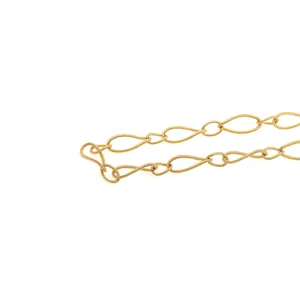 18K gold-plated oval chain link with spiral texture for DIY jewelry making accessories