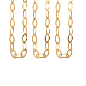 18K gold plated oval chain with twisted rope links for professional DIY jewelry making