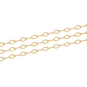 18K gold-plated oval chain links with spiral texture for DIY jewelry making