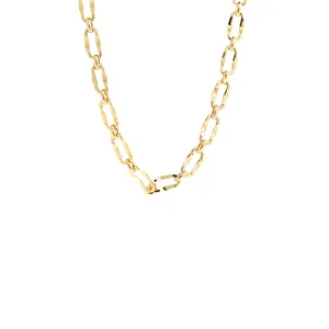 18K Gold Plated Copper Hammered Long Oval Link Chain For DIY Jewelry Making Necklace Accessories Minimalist Paperclip Chain